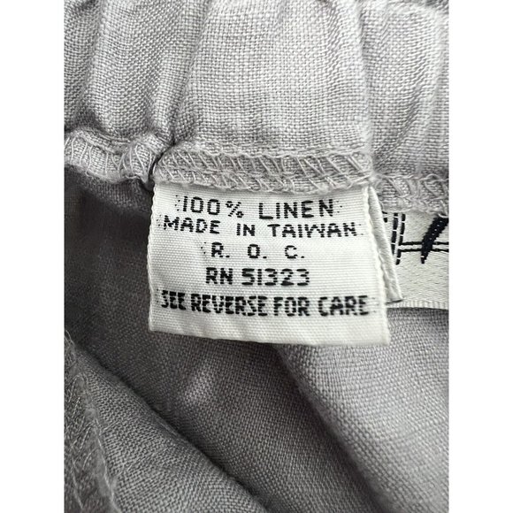 Vintage Chaus Linen High Waist Pleated Neutral Trouser Pants Gray 90s Size 10P - Picture 6 of 8